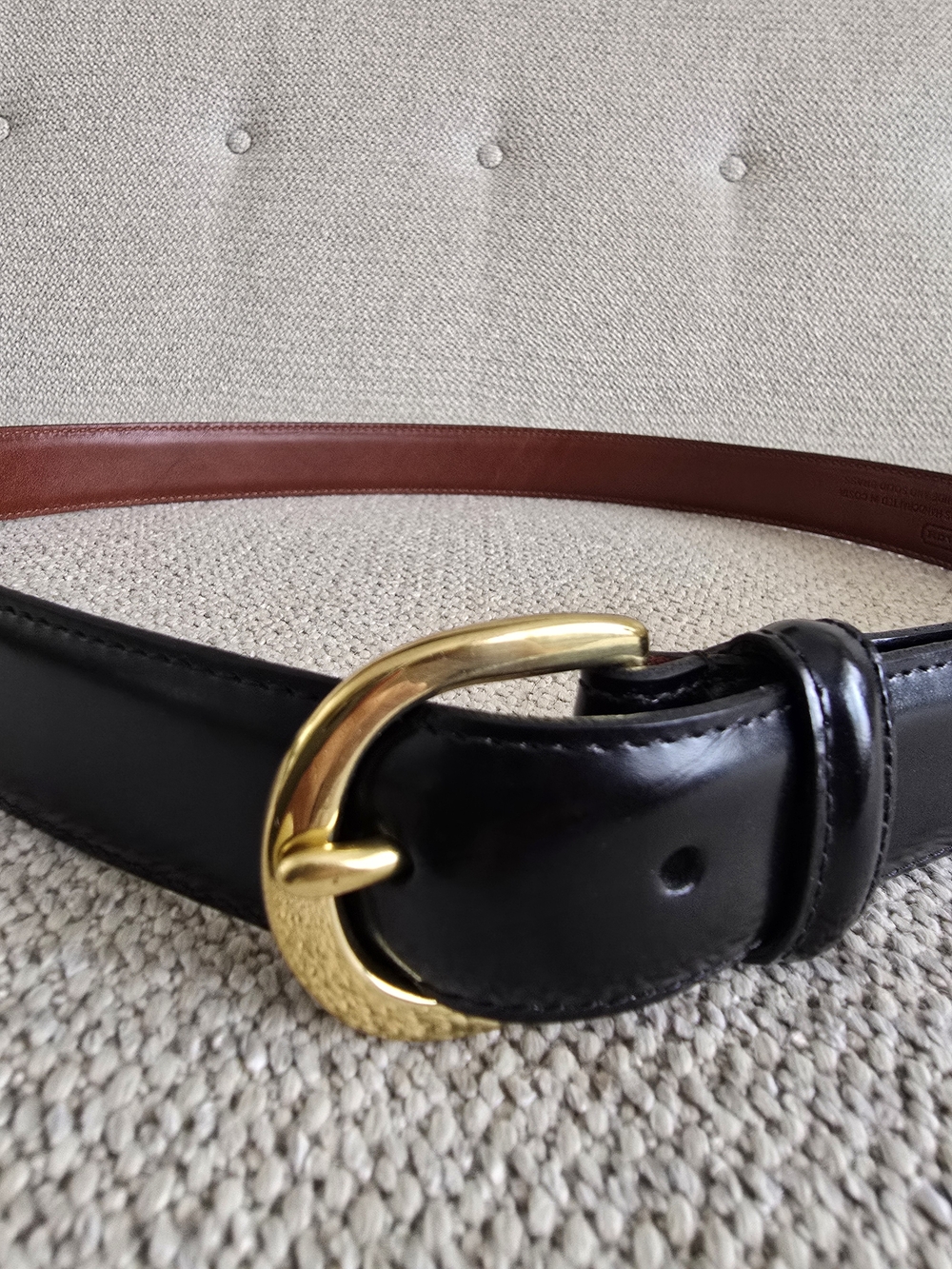 Vintage Coach Men's Black Leather Belt Size 36 / 90 CM Solid Brass Buckle - Picture 2 of 6